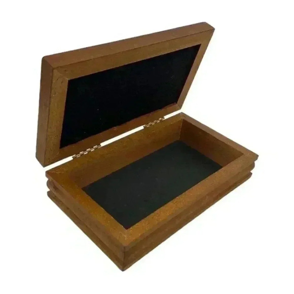 Wooden Jewelry Box Rag Dolls on Shelf Folk Art Print Hinged Lid Country Vintage - Picture 5 of 9